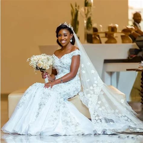 African Wedding Gowns With Beaded Mermaid Romantic Wedding Gowns 2019 Sexy Gorgeous Tulle Long