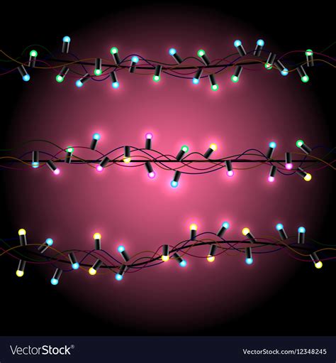 Glowing Christmas Lights Pink Background Vector Image