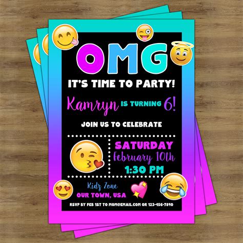 Emoji Invitations Printable Emoji Birthday Party Invitation Emoji