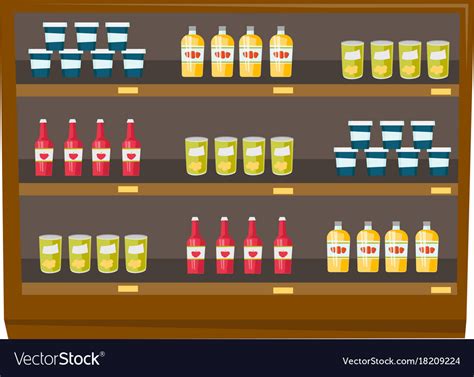 Grocery Store Shelves With Products Cartoon Vector Image
