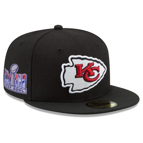 Mens New Era Black Kansas City Chiefs Super Bowl Lviii Side Patch 59fifty Fitted Hat