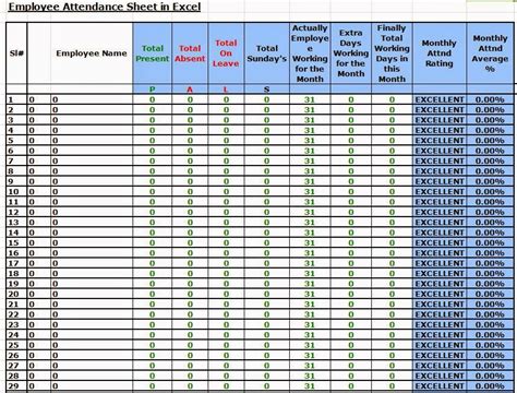 Employee Attendance Sheet In Excel Free Download