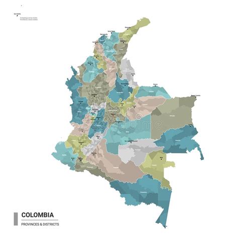 Colombia Higt Detailed Map With Subdivisions Administrative Map Of