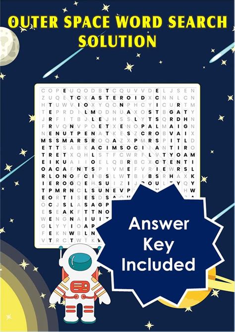 Outer Space Word Search Printable Pdf Large Word Search Puzzle Etsy