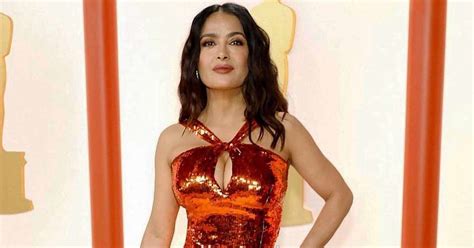 When Salma Hayek Went Braless Underneath A Sheer Outfit With Intricate Detailing Flashed Her N