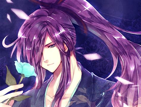 All Male Flowers Japanese Clothes Kamui Gakupo Long Hair Male Ponytail