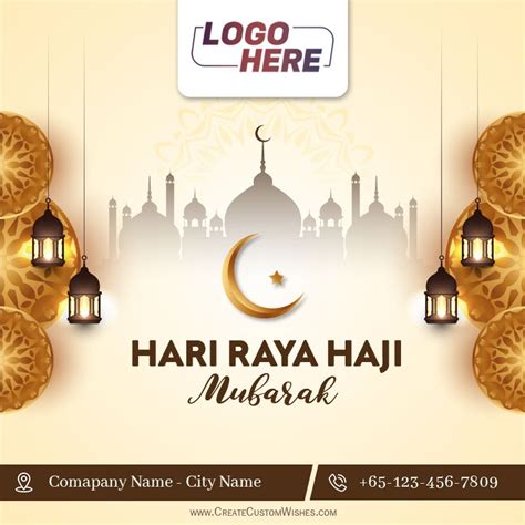 Online Create Hari Raya Haji Mubarak With Company Details Novelty
