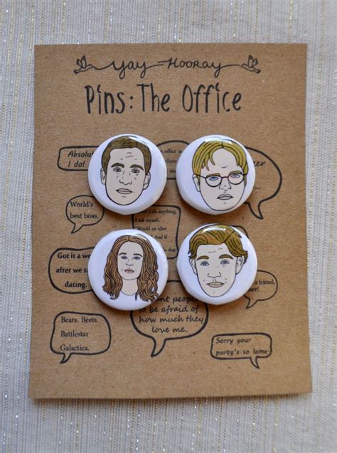 The Office Cast Pin Button Badges Magnets Hand Drawn Etsy Pin