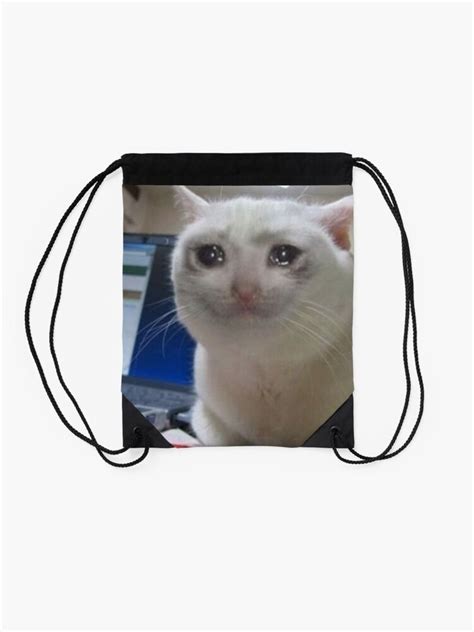 Crying Cat Meme Drawstring Bag For Sale By Carou Redbubble