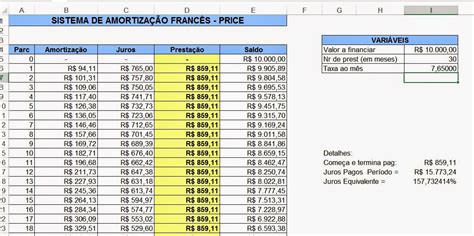 Excel tabela price tabela sac diferenças donwload sac ou price