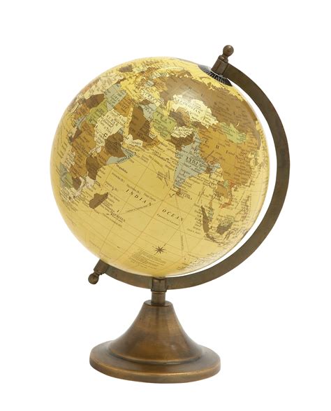 Decmode Yellow Metal Spinning Decorative Globe Table Decor Gold