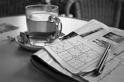 Hd Wallpaper Relaxation Sudoku Tea Puzzle Time Black And White