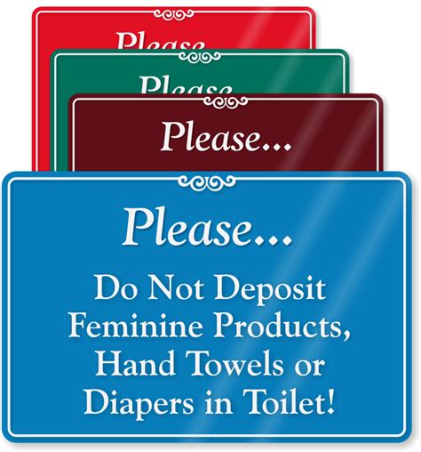 Feminine Hygiene Signs Do Not Deposit Sanitary And Trash