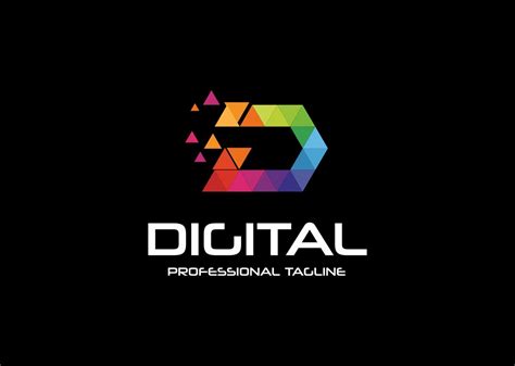 Digital D Letter Colorful Logo By Irussu Codester