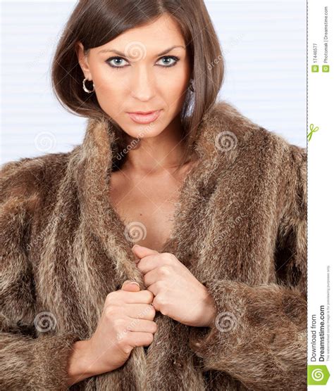Young Woman In A Fur Coat Stock Image Image Of People