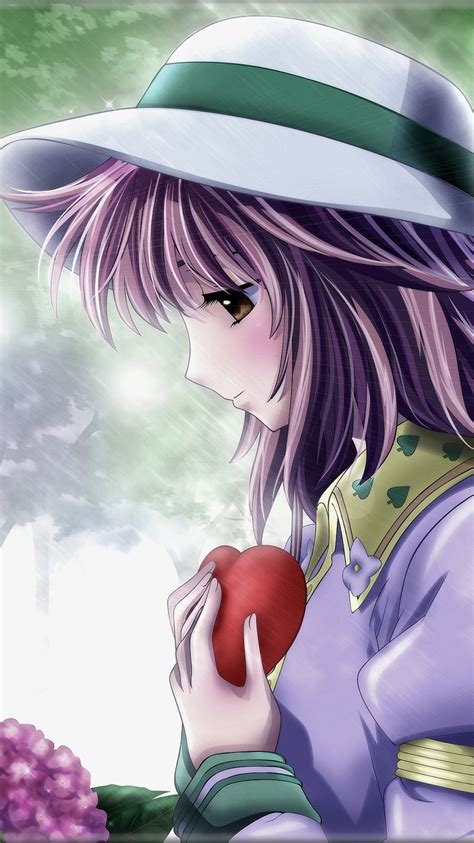 Wallpaper Sadness Anime Girl Purple Hair Hat Rain 2560x1600 Hd