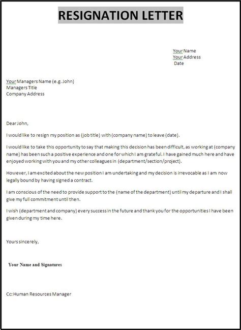 Professional Resignation Letter Free Word Templates