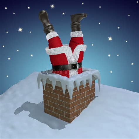 Santa Claus Stuck In The Chimney Stock Illustration Illustration Of