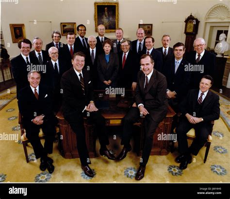 Class Photo Of 1981 Reagan Cabinet Taken In The Oval At The White