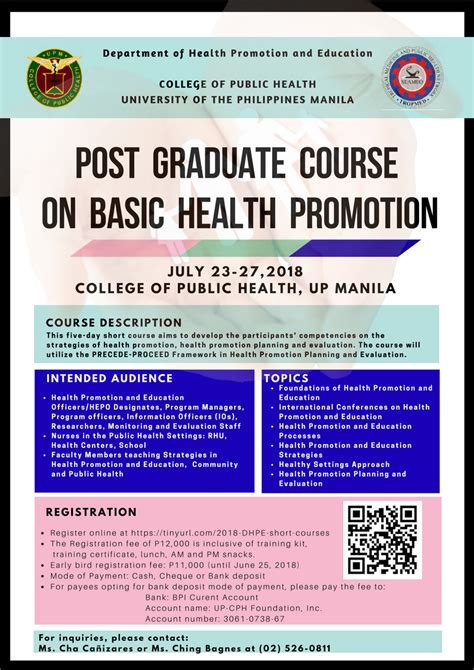 To complicate matters, most postgraduate degree courses do not have official closing dates and accept applications on a rolling basis. Post Graduate Course on Basic Health Promotion | College ...