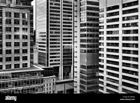 Densly Constructed High Rise Buildings In Sydney City Cbd In Black
