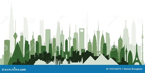 World Skyline Of Recognizable Buildings Stock Vector Illustration Of