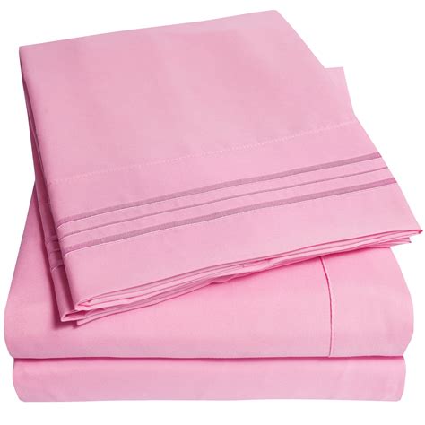 1800 thread count 4 piece deep pocket bedroom bed sheet set twin xl pink