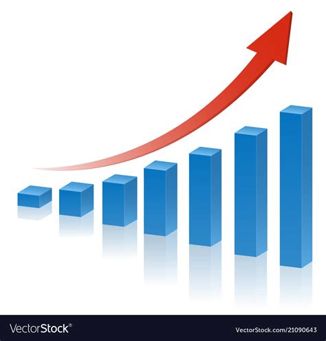 3d Business Graph With Red Rising Arrow Royalty Free Vector