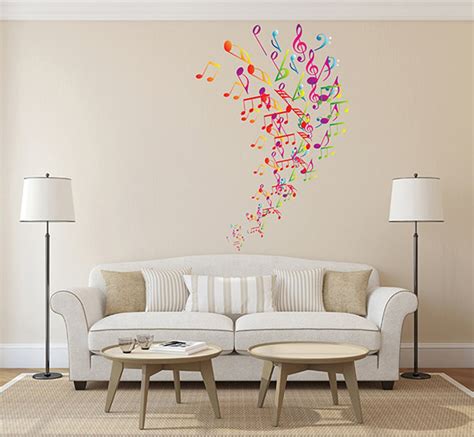 Kcik289 Full Color Wall Decal Treble Clef Music Notes Bedroom Etsy