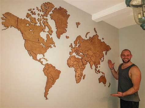 Wooden Wall Map Made From Scratch By Hand Rdiy