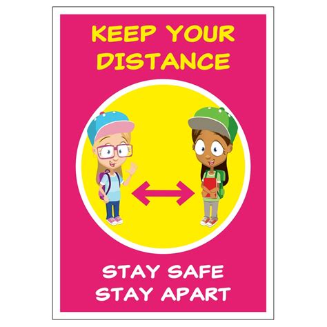 Covid 19 School Keep Your Distance Sign Pink
