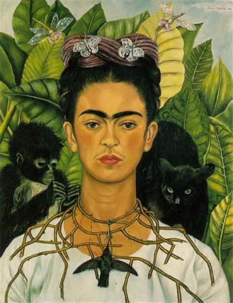 Self Portrait With Thorn Necklace And Hummingbird 1940 Kahlo
