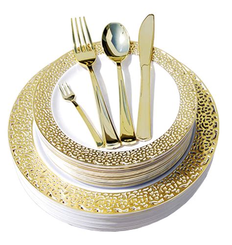 Disposable Plastic Plates Dinner Party Wedding Salad Round Lace Rim