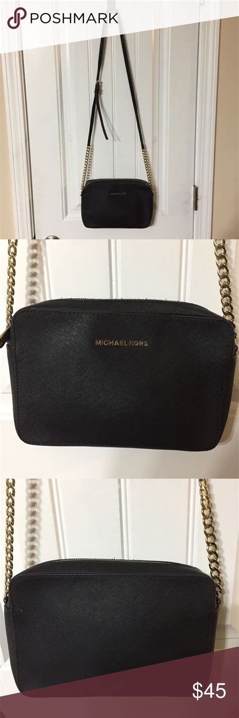 Michael Kors Black Shoulder Bag With Gold Chain Michael Kors Black