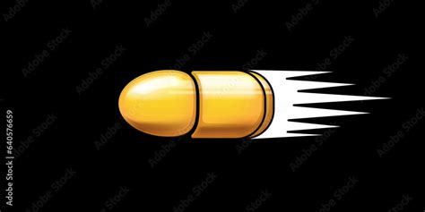 Cartoon Golden Vector Bullet Gun Bullet Clip Art Isolated On Black