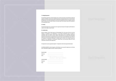 Dealership Agreement Template In Word Apple Pages