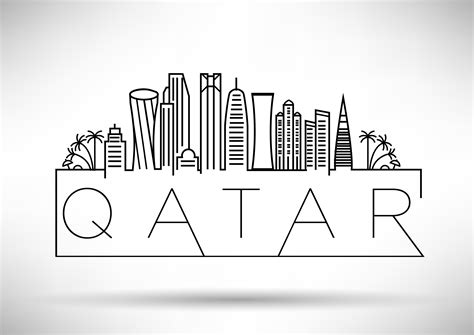 Minimal Qatar Skyline Vector Illustrations 2019 Viajar Dibujos