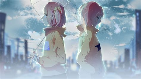 Anime Anime Girls City Original Characters Night View Rain Dark