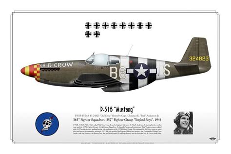 P 51b Old Crow Captain Clarence Bud Anderson Jr Mustang Old