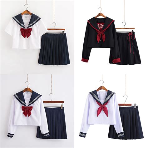 White School Dresses Lady Jk Uniforms Sailor Suit Anime Japanese School