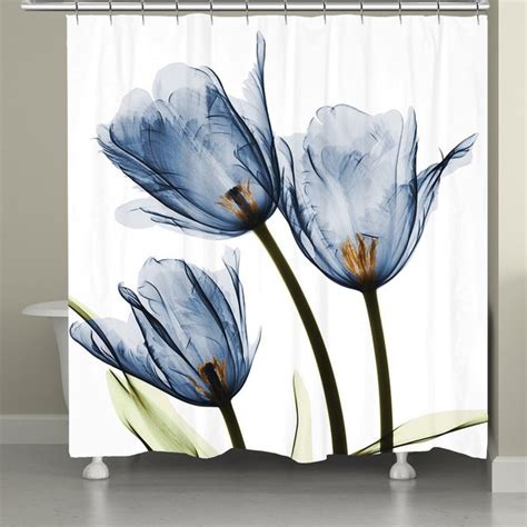 Shop Laural Home X Ray Blue Tulip Trio Shower Curtain On