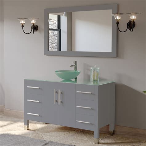 Double sink bathroom vanity is recommended to be applied in a bathroom where some family members included the kids live together. 48" Single Sink Bathroom Vanity Set in Gray Finish with ...