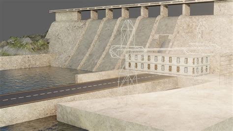 3d Model Dam 3d Model Low Poly Hydroelectric Vr Ar Low Poly