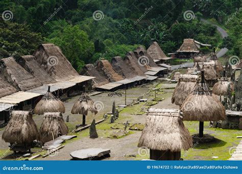 Bena Village Traditional Indonesian Village In Flores Island With Megalithic Stone Formations