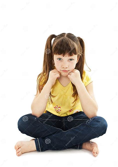 Sulky Angry Young Girl Child Sulking And Pouting Stock Photo Image