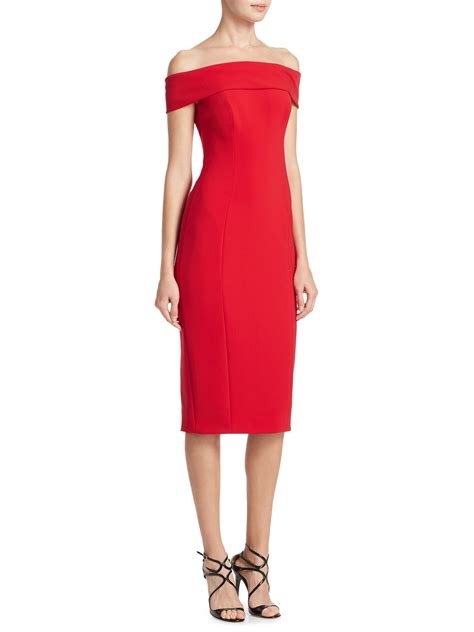 Theia Synthetic Off The Shoulder Cocktail Dress In Cherry Red Lyst