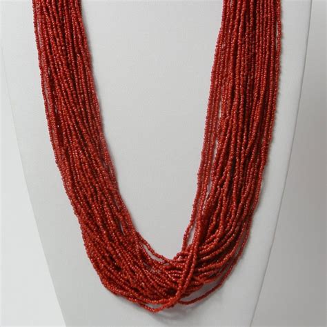 Oxblood Coral Bead Necklace Stunning Red Multi Strands Etsy