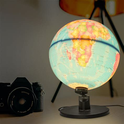 25cm Led World Map Globe Night Light Illuminated Lamp Desk Table Decor