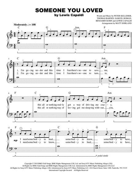 Someone You Loved Easy Piano Sheet Music Pdf Download
