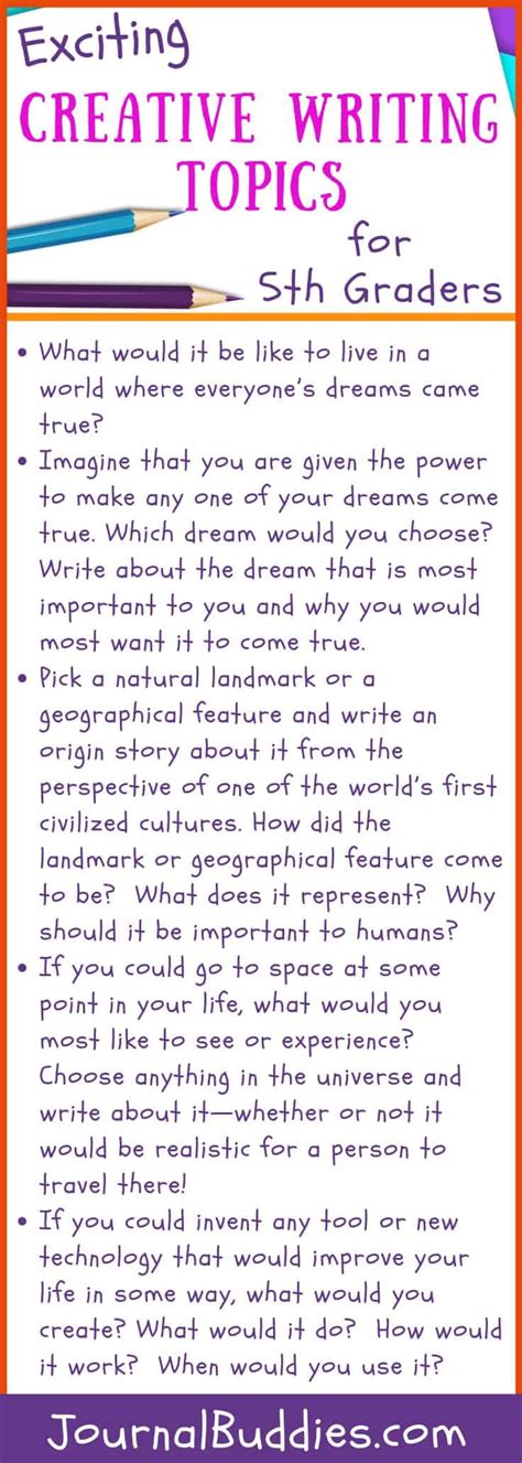 5th Grade Creative Writing Ideas For Students